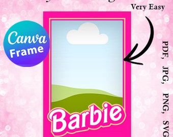 Doll Canva Frame Pdf- Pink, Transparent PNG Photo Digital File's.