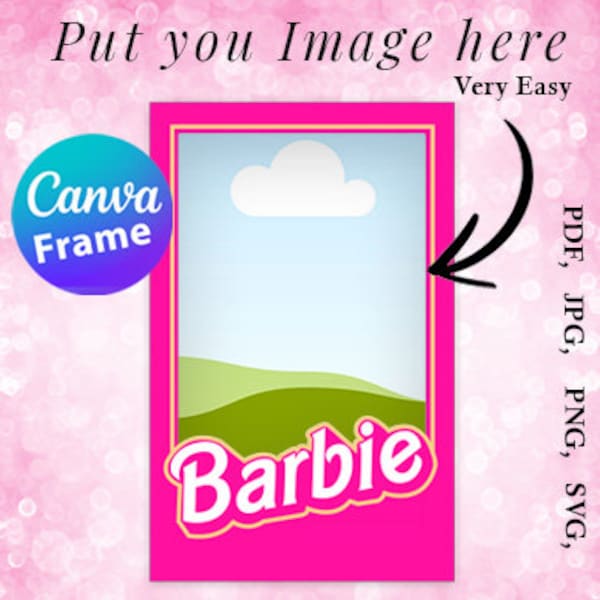 Doll Canva Frame Pdf- Pink, Transparent PNG Photo Digital File's.