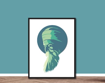 Guru Nanak Dev Ji, Arte Sikh, Gurmukhi, Punjabi, Sikhi, Imprimible, Decoración de Arte de Pared Religiosa, Ilustración, Baba Nanak, Waheguru Ji, Dios Sikh