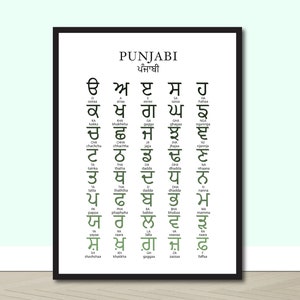 Green Punjabi Alphabet, Sikh, Playroom Decor, Print, Gurmukhi Alphabet, Gurmukhi, Punjabi Alphabet, Kids Wall Decor, Panjabi Language Chart
