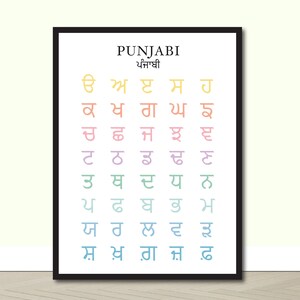 Colorful Gurmukhi Alphabet, Sikh, Punjabi, Playroom Decor, Printable, Gurmukhi, Punjabi Alphabet, Kids Wall Decor, Panjabi Language Chart