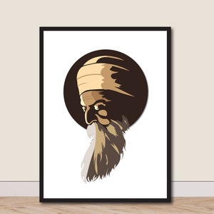 Guru Nanak Dev Ji, Sikh Art, Gurmukhi, Punjabi, Sikhi, Printable, Religious Wall Art Decor, Illustration, Baba Nanak, Waheguru Ji, Sikh God