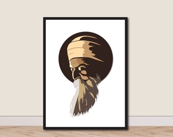Guru Nanak Dev Ji, Sikh Art, Gurmukhi, Punjabi, Sikhi, Printable, Religious Wall Art Decor, Illustration, Baba Nanak, Waheguru Ji, Sikh God