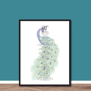 Ik Onkar Mool Mantar, Peacock, Shabad with English Translation, Sikh, Gurbani, Gurmukhi, Punjabi, Sikhi, Ik Onkar, Shabad Gurbani Quotes