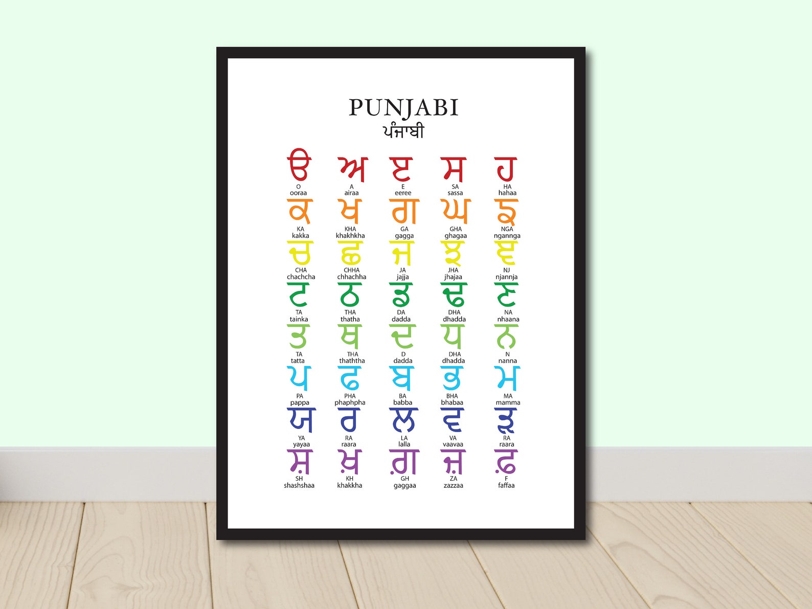 Rainbow Punjabi Alphabet, Sikh, Playroom Decor,print, Gurmukhi Alphabet