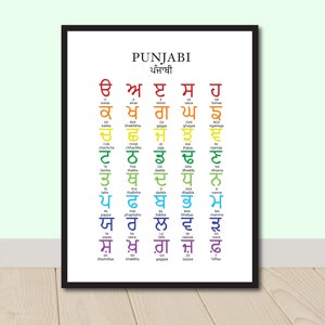 Rainbow Punjabi Alphabet, Sikh, Playroom Decor,Print, Gurmukhi Alphabet, Gurmukhi, Punjabi Alphabet, Kids Wall Decor, Panjabi Language Chart