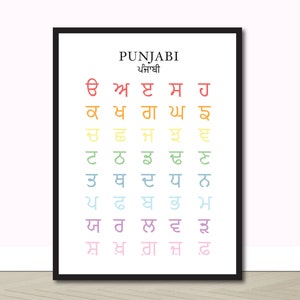Pastel Gurmukhi Alphabet, Sikh, Punjabi, Playroom Decor, Printable, Gurmukhi, Punjabi Alphabet, Kids Wall Decor, Panjabi Language Chart