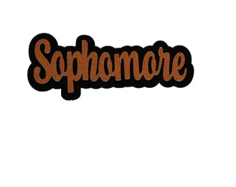 Glitter "Sophomore" Homecoming Mum Prom Graduation Cut out Tag Topper