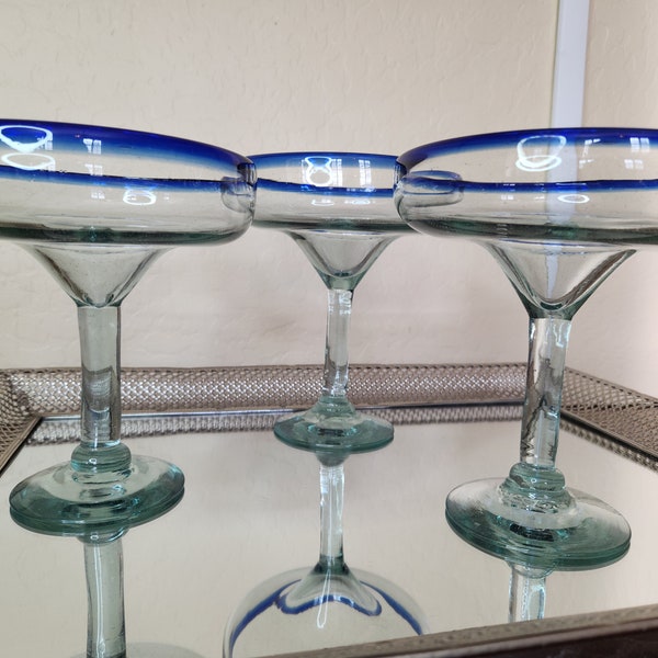 Large Hand Blown Mexican Margarita Glasses