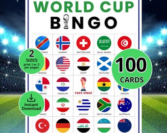 2026 World Soccer Bingo, 100 Soccer Bingo Cards, Soccer Bingo, Soccer Activity, Kid's Printable Bingo Game, Soccer Bingo Game, Kids Soccer
