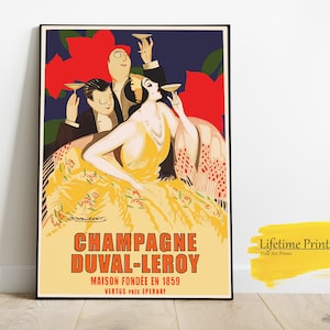 Duval Leroy French Champagne Poster, Party Liquor Bar,  Wall Art Posters, Home Decor, Art Print Poster, Art Gift Print