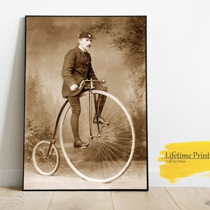 Victorian Era Man On Penny Farthing Bicycle Wall Art Poster, Antique Bicycle, Patent Poster, Antique Bicycle Decor, Classic Penny Farthing
