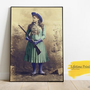 Annie Oakley Western Sharp  Shooter Cowgirl Wall Art Poster, Wild West Home Decor, Vintage Country Girl, Art Print Poster,Feminist Poster