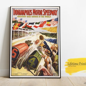 Indianapolis Motor Speed Way Wall Art Posters, Car Racing, Home Decor, Art Print Poster, Auto Racing Poster, Racing Poster, Indiana Poster