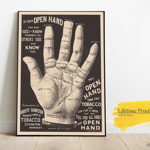 Open Hand Fine Cut Tobacco Advertising Poster, Wall Art Posters, Home Decor, Art Print Poster, Art Gift Print, Man Cave, Vintage Poster