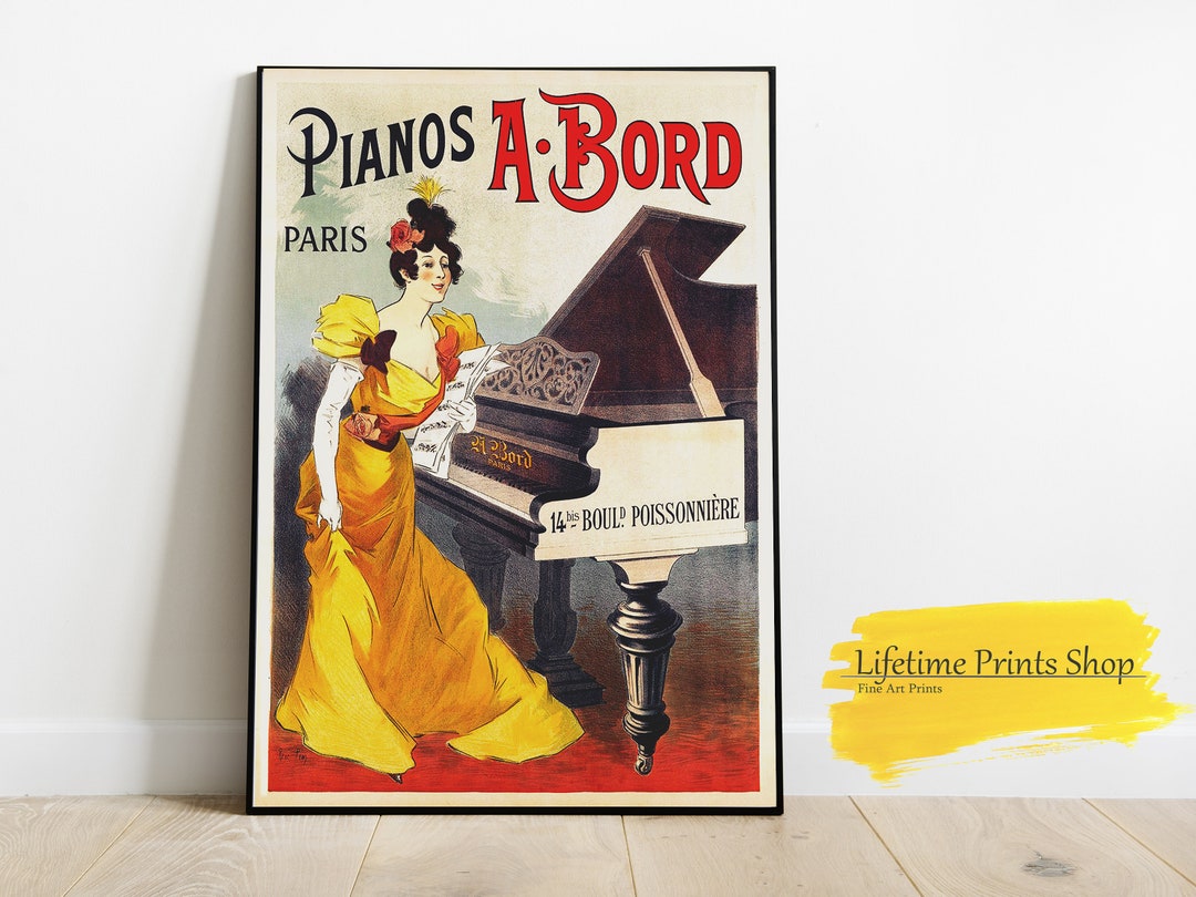 A. Bord Pianos Paris France Advertising Wall Art Poster, Music Lover