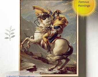 Napoleon Crossing the Alps Canvas Print – Jacques-Louis David Historic Neoclassical Wall Art