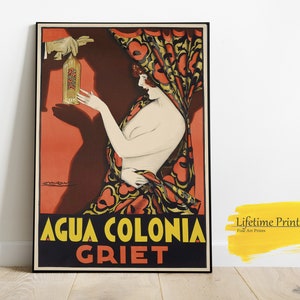 Agua Colonia Griet Italian Perfume Advertising Wall Art Posters, Home Decor, Girls Room Vanity, Make Up, Art Print Poster, Art Gift Print