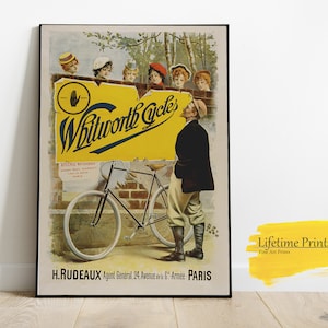Whitworth Cycles French Advertising Poster, Wall Art Posters, Bicycle Cyclist Gift, Exhibition Poster, Museum Print, Art Deco, Bike Shop Art