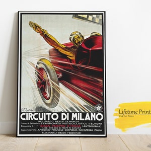 Grand Prix Formula One Milano Italy Wall Art Posters, Car Racing, Home Decor, Monaco Poster, Retro Car Print, Vintage Travel Print,Art Print
