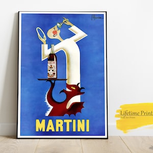 F. Marcon Martini Vermouth Cartel publicitario, carteles de arte de pared, licor de bar, ángel diablo, decoración del hogar, cartel de impresión de arte, impresión de regalo de arte,