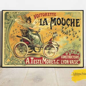 Voiturette La Mouche French Car Advertising Wall Art Poster, Home Decor, Art Print Poster, Art Gift Print, Vintage Print