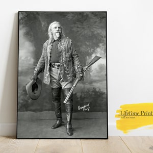 Buffalo Bill Cody Holding Winchester Rifle, Wall Art Posters, Western Cowboy Home Decor, Vintage Art Print Poster, Old West, American West