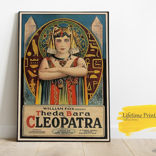 Cleopatra 1917 Theda Bara, Silent Movie, Classic Movie Poster, Wall Art Posters, Home Decor, Art Print Poster, Art Gift Print, Cinema