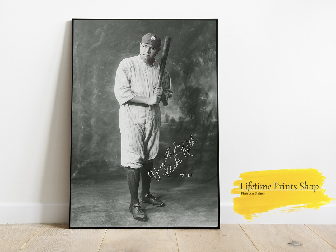 Vintage Babe Ruth Wall Art Poster - Baseball Legend Sports Decor ...