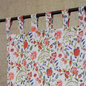 Floral Print Cotton Curtains (Set of 2): Hand Block Boho Window Decor
