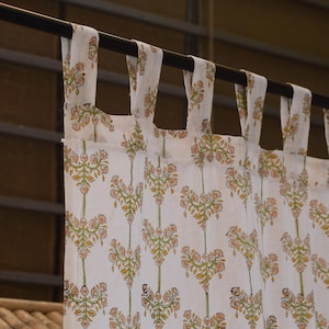 Leaf Block Printed Cotton Curtains: Boho Home Decor (Set of 2)