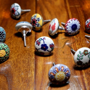Assorted Ceramic Drawer Knobs for Cabinet Colorful Classic Hand Painted Design Dresser Knobs, Kitchen/Wardrobe, Boho Décor