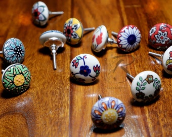 Boho keramische ladeknoppen – diverse handgeschilderde kastgrepen, dressoirgrepen, keuken-/garderobedecor, unieke hardware voor thuis