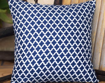 Indigo Blue Cushion Cover Hand Block Printed Double Sided Cotton Boho Farmhouse Decor Pillow Cover