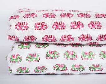 Cotton Sewing & Dressmaking By The Yard Floral Hand Block Printed Fabric Quilting Craft Fabrics
