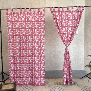 Boho Floral Print Cotton Curtains: Farmhouse Living Room Decor Set of 2 Panel Drapes