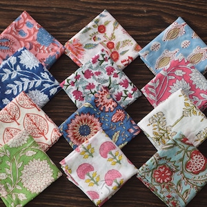 Tovaglioli assortiti Confezione da 50 tovaglioli stampati a mano, tovaglioli in cotone per matrimoni boho, tovaglioli da tavola riutilizzabili da abbinare e mescolare