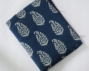 100 % Cotton Sewing & Dressmaking By The Yard Indigo Hand Block Printed Fabric Quilting Craft Fabrics