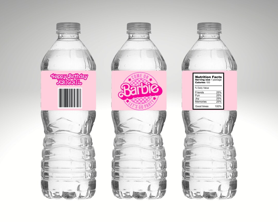 Barbie Water Bottle Labels Custom Water Bottle Labels Custom Etsy