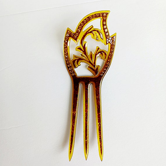 Antique Celluloid hair comb, vintage Victorian or… - image 10