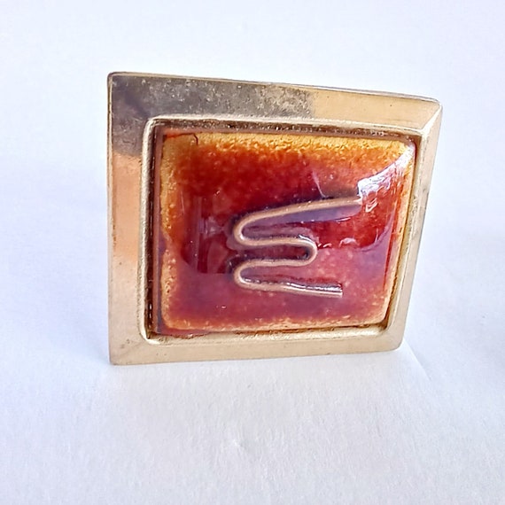Vintage 70s square cufflinks abstract mid-century… - image 8