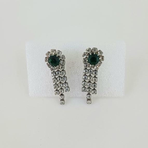 Glam rhinestone earrings, vintage waterfall dangl… - image 4