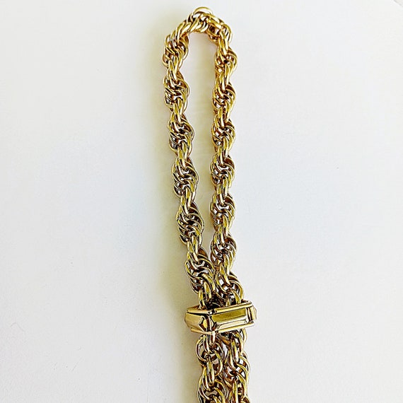 Vintage rope chain slide necklace with dangling t… - image 6