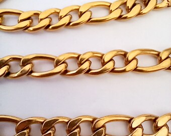 Parure Figaro vintage color oro, collana e bracciale a catena