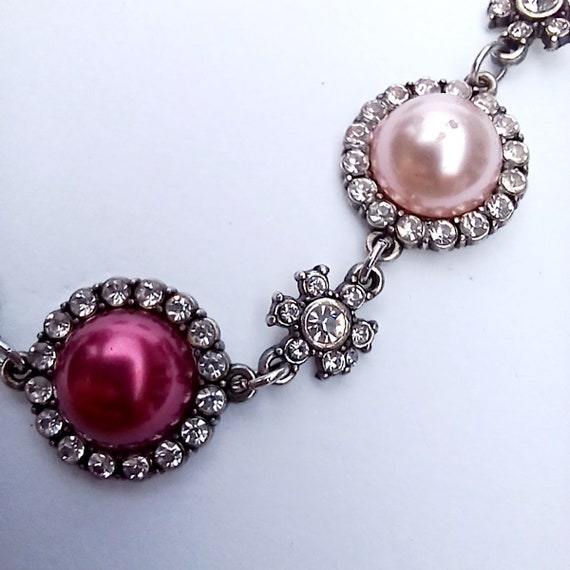 Vintage rose white faux pearl parure pink cabocho… - image 7