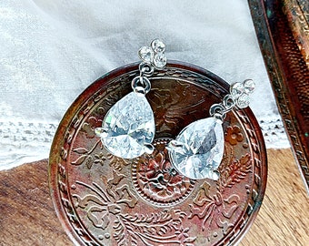 Crystal Teardrop Dangle Earrings, Bridal Wedding Jewelry