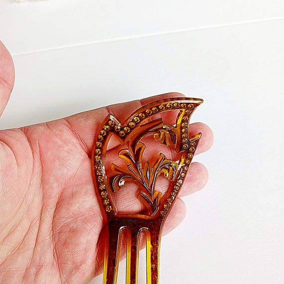 Antique Celluloid hair comb, vintage Victorian or… - image 7