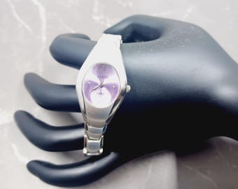 Vintage Seiko 5 Automatic Ladies Watch: Purple Dial, Silver Plated