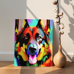 Ino - Colorful German Shepherd Canvas - PRINTABLE - Digital File - Wall Art - Home Decor