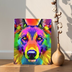 Axel - Colorful German Shepherd Canvas - PRINTABLE - Digital File - Wall Art - Home Decor